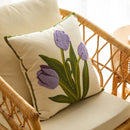 Axyaa Embroidered Tulip Throw Pillow Covers for Summer Garden Decor