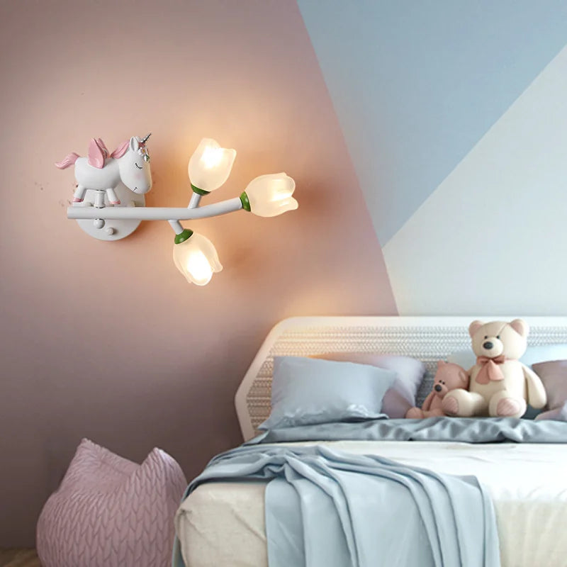 Axyaa Flower LED Wall Lamp for Kids' Room, Bedroom, Hallway - Decorative Night Light