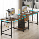 Axyaa 78.74’’ Double Computer Desk with Drawers and Shelves