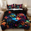 Axyaa Kitten & Mushroom Duvet Set - Soft & Breathable Bedding for Home & Dorm