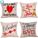 Axyaa Sweet Love Linen Cushion Cover 45x45cm Throw Pillow Case
