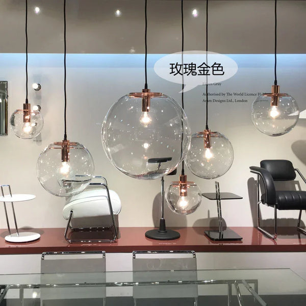 Axyaa Nordic Glass Ball Pendant Lights - Modern Clear Glass Hanging Lamp