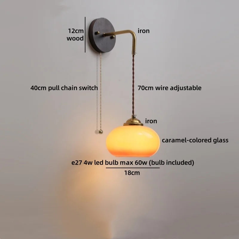 Axyaa Round Glass LED Wall Lights Switch for Indoor Luxury Living Room