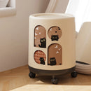 Axyaa Round Kitchen Trash Can with Lid and Wheels, Large Capacity Garbage Bin