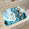 Axyaa Blue-Green Oil Painting Abstract Kitchen Placemat - Non-Slip & Super Absorbent