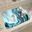 Axyaa Blue-Green Oil Painting Abstract Kitchen Placemat - Non-Slip & Super Absorbent