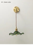 Axyaa Lotus Glass Wall Sconce Brass Bedside Lamp for Bedroom Dining Room