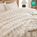 Axyaa Faux Fur Bed Blanket - Soft Plush Bubble Blanket for Bedroom & Living Room