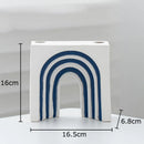 Axyaa Blue & White Stripes Ceramic Vase with Artificial Flowers for Aesthetic Room Decor