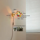 Axyaa Colorful Glass LED Wall Sconce, Pull Chain Switch, Adjustable Copper Arm