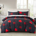 Axyaa Red Love Duvet Cover Set Twin King Heart-Shaped Bedding White Comforter Cover
