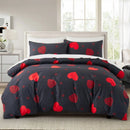 Axyaa Red Love Duvet Cover Set Twin King Heart-Shaped Bedding White Comforter Cover