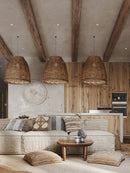 Axyaa Handmade Rattan Pendant Lamp for Seaside Resort Living Kitchen