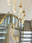 Axyaa Modern LED Crystal Chandelier for High Ceilings and Staircases