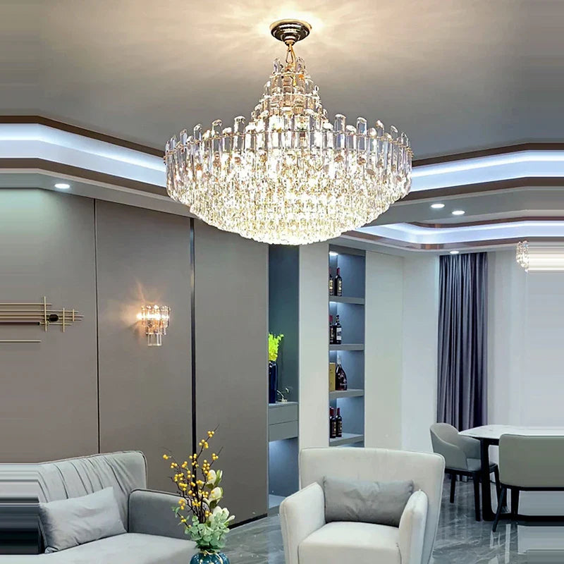 Luxury Crystal Chandelier for Duplex Living Room by Axyaa - Elegant Hanging Light Fixture