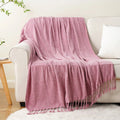 Axyaa Chenille Throw Blanket Fringe Tassels Soft Cozy Knit Sofa Christmas Decor