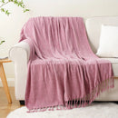 Axyaa Chenille Throw Blanket Fringe Tassels Soft Cozy Knit Sofa Christmas Decor