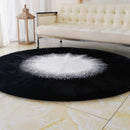 Axyaa Soft Plush Round Rug 180cm Fluffy White Black Carpet for Home Decor