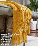 Axyaa Yellow Checked Knitted Throw Blanket: Soft, Cozy, Lightweight