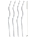 Axyaa Wavy Glass Straws Set with Brush, Colorful Drinkware for Kitchen, Party, Bar