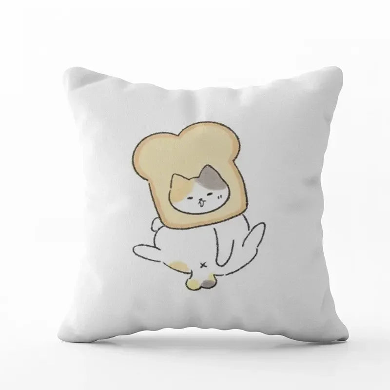 Cute Cat Pillowcase by Axyaa: Modern Simple Design for Home Decor - Square Pillow Cover
