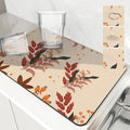Autumn Harvest Maple Leaves Kitchen Drying Mat by Axyaa