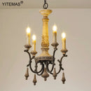 Axyaa French Chandelier 6-Light Vintage Style Retro Wooden Lamp