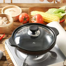 Axyaa Asian Clay Pot with Lid - Restaurant Grade Shallow Stone Bowl for Cooking Rice