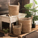 Axyaa Straw Wicker Planter Basket Handmade Flower Pot Storage Laundry Basket Yellow Home Decor