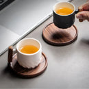 Axyaa Ceramic Kung Fu Teacup in Frosted Finish with Wooden Handle