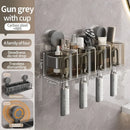 Axyaa Toothbrush & Mouthwash Cup Holder: No-Drill Bathroom Storage Rack