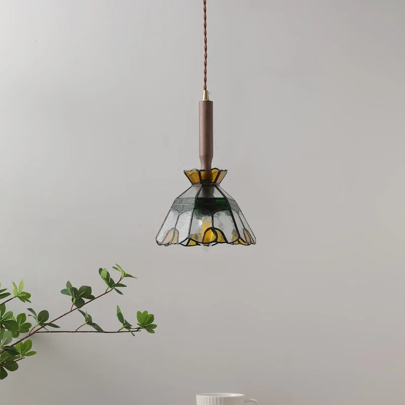 Axyaa Glass Walnut LED Pendant Lamps Copper Modern Pendant Lights