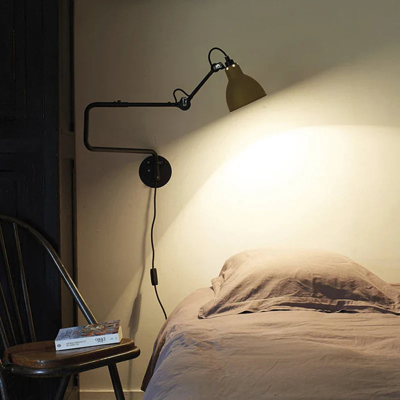Axyaa Rotatable Vintage Wall Sconce with Black Lampshade