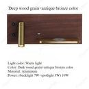 Axyaa Wood Grain LED Bedside Lamp with Wireless Charging