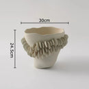 Axyaa Ceramic Wreath Edge Vase for Floral Arrangement and Room Decoration