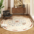 Axyaa Blue Flower Persian Style Round Carpet for Living Room and Study Area