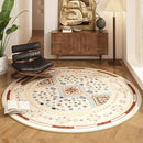 Axyaa Blue Flower Persian Style Round Carpet for Living Room and Study Area