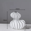 Axyaa Striped Ceramic Vase for Artificial Flowers, Elegant Desk Decoration