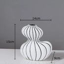 Axyaa Striped Ceramic Vase for Artificial Flowers, Elegant Desk Decoration