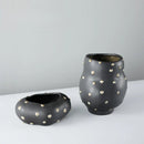 Axyaa Black Resin Flower Pot Gold Point Vase Home Decor Irregular Floral Arrangement