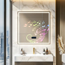 Axyaa 800mm Square LED Bathroom Mirror with Bluetooth - Time, Temperature Display, Anti-fog