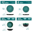 Axyaa 24-Piece Green Dinnerware Set - Reactive Glaze Dishes for 8