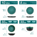 Axyaa 24 Piece Green Dinnerware Sets Reactive Glaze Dishes Set, 8 Place Settings