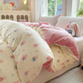 Axyaa Floral Print Reversible Cotton & Flannel Duvet Cover - Single to King Sizes