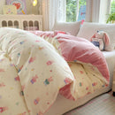 Axyaa Floral Print Reversible Cotton & Flannel Duvet Cover - Single to King Sizes