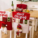 Axyaa Christmas Chair Cover Cartoon Santa Snowman Elk Festive Supplies