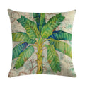Tropical Tree Green Plant Linen Cushion Cover by Axyaa for Home Decoration