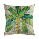Tropical Tree Green Plant Linen Cushion Cover by Axyaa for Home Decoration