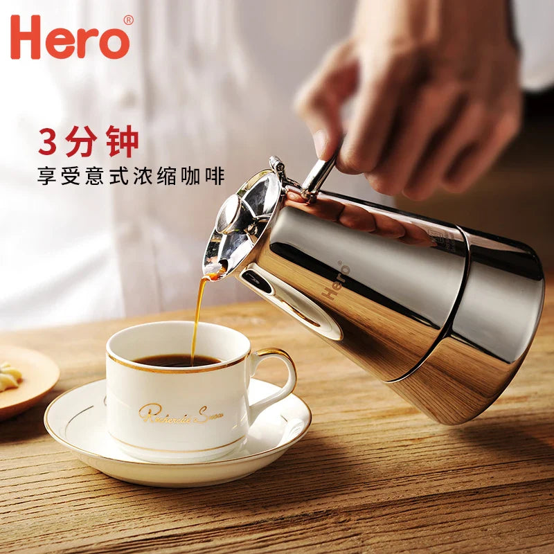 Axya Stainless Steel Moka Pot Italy Coffee Maker Induction Cooker Espresso Utensils
