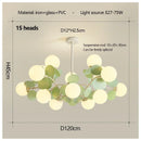Axyaa Magic Beans Green Leaf Chandelier - Modern French Ceiling LED Hanging Lamp for Kids & Living Room